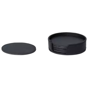 4bK Glasunderlägg Skinn 6-pack, Runda